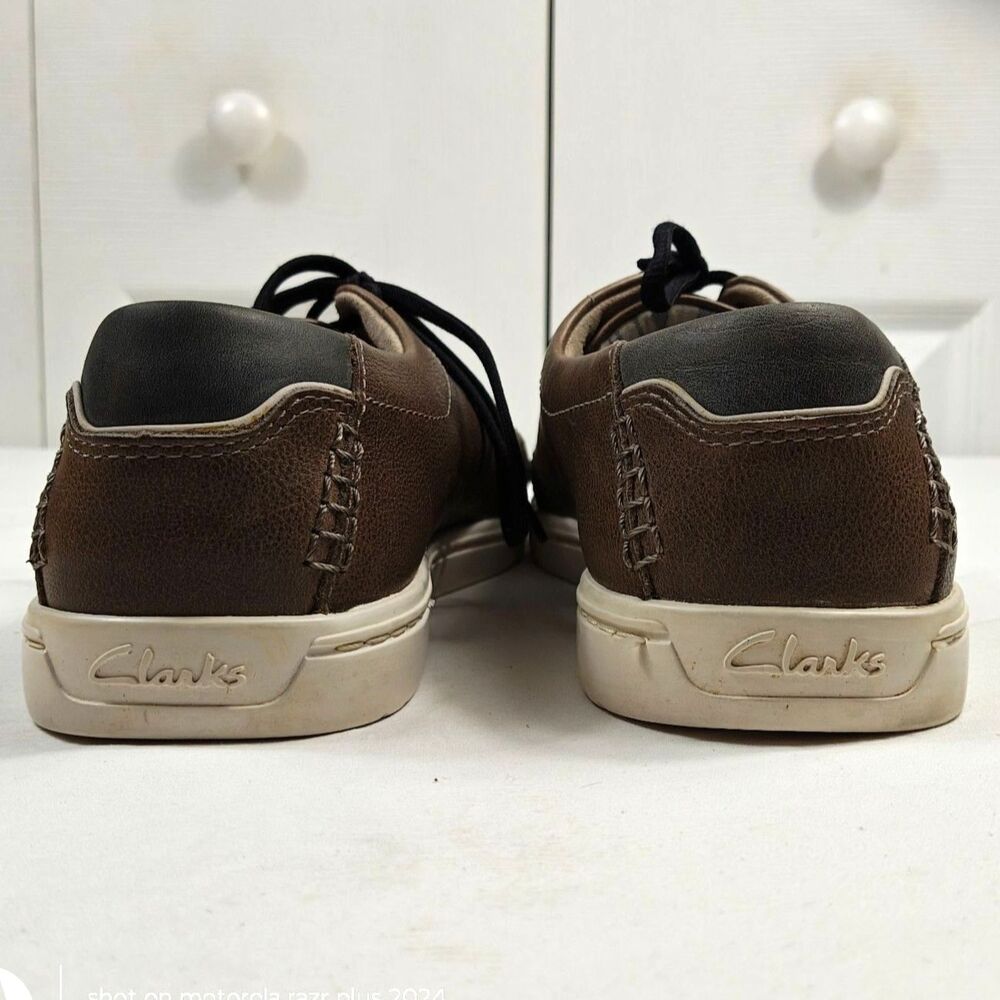 RARE Men's CLARKS Newood Street Lace Up Sneakers Leather Shoes US Size 9 - Picture 3 of 10